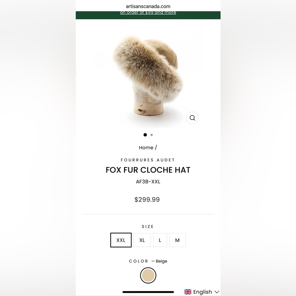 Authentic Fox/Lynx Fur Cloche Beige Winter Hat - Picture 1 of 3